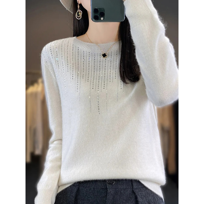 Stilla | Dame sweater i strik med glitrende detaljer