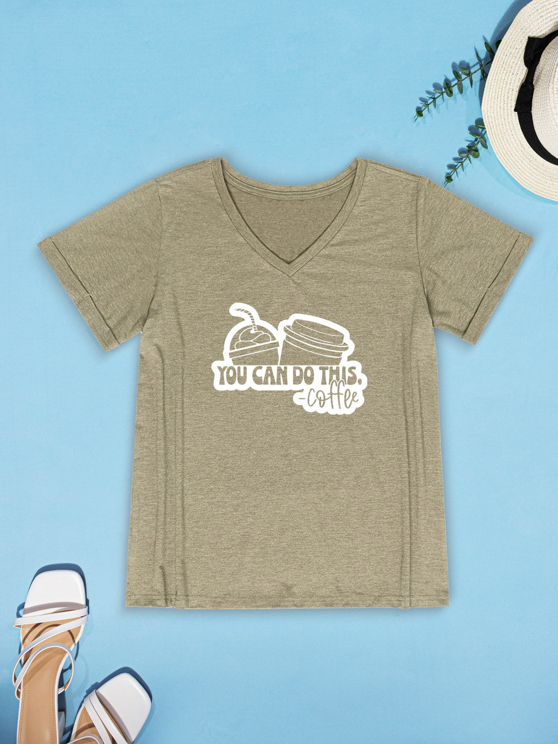 Stilla | Kan Gøre Denne Kaffe V-hals Kort Ærmet T-shirt