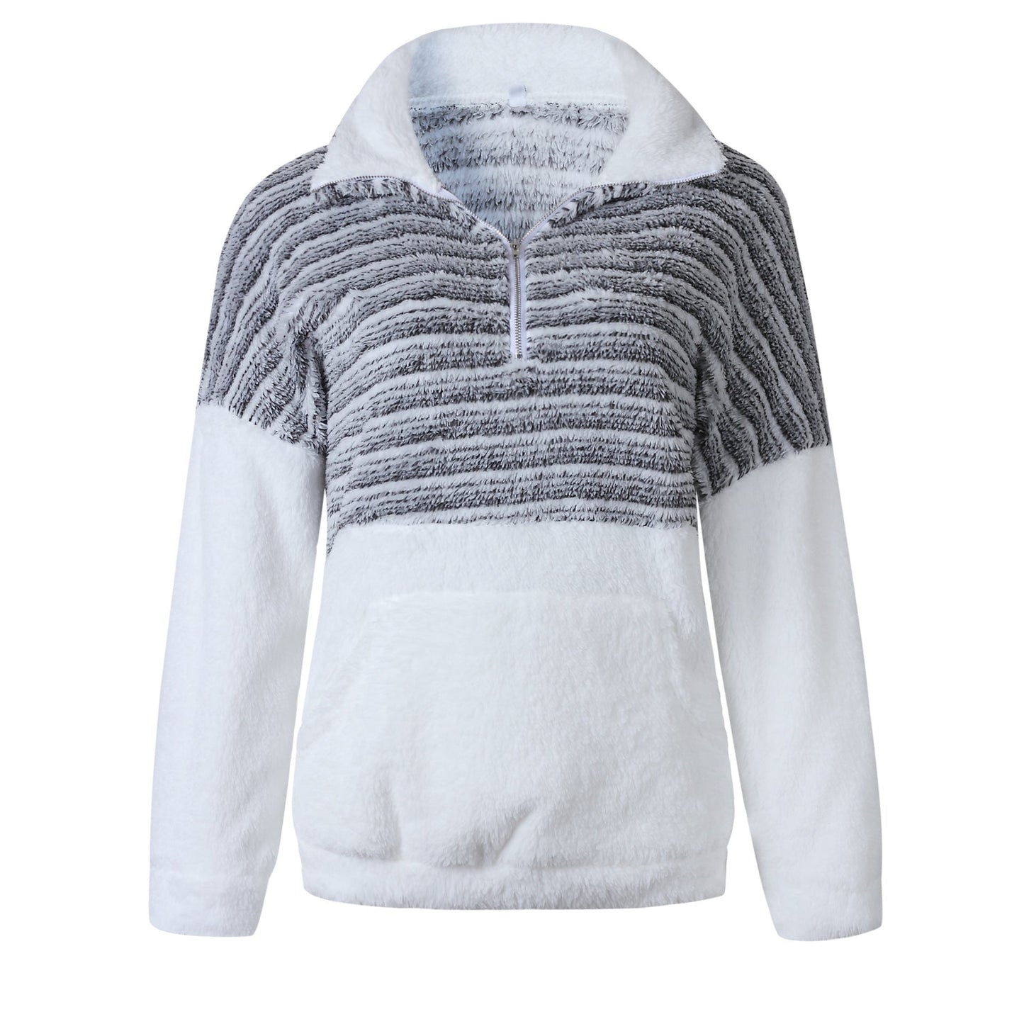 Stilla | Mode V-neck Bend Down Collar Lang Ærme Quater Zip Pullover