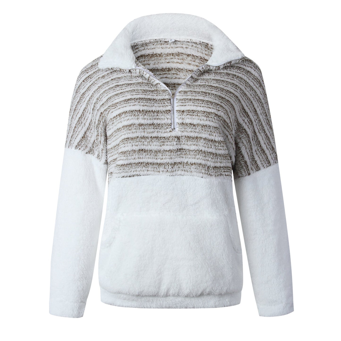 Stilla | Mode V-neck Bend Down Collar Lang Ærme Quater Zip Pullover