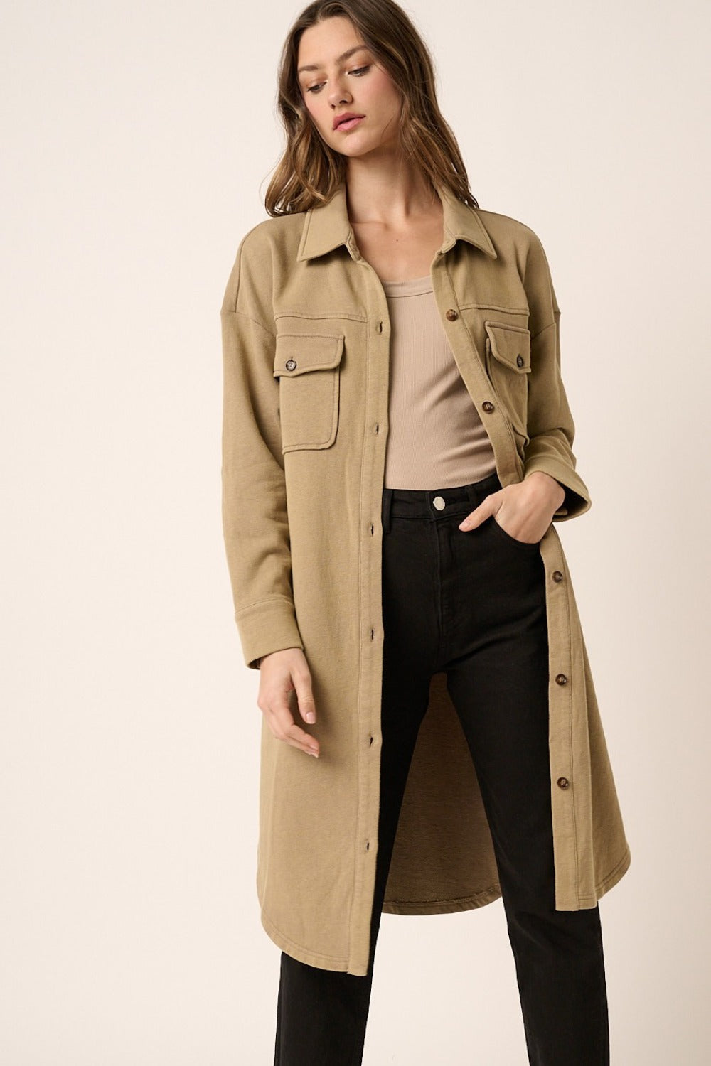 Stilla | Lang Jakke I Acid Washed Fransk Terry Mittoshop
