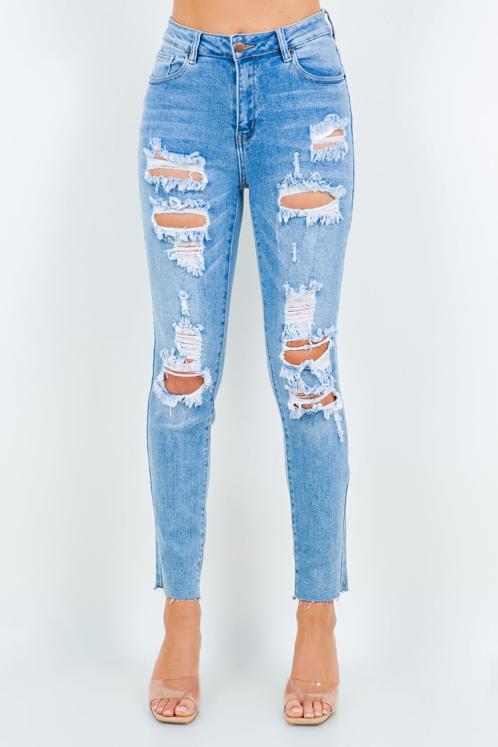 Stilla | Bazi Høj Talje Ødelagte Jeans