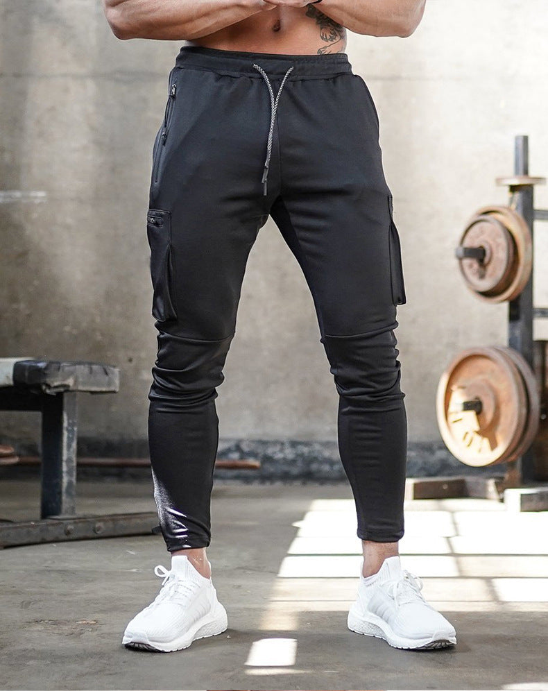 Herrer Multifunktionel Slim-Fit Joggingbukser med sidelommer med lynlås og elastisk talje Stilla