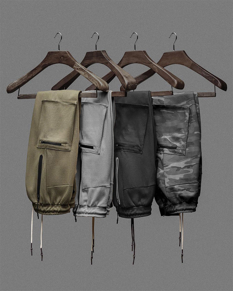 Herrer Multifunktionel Slim-Fit Joggingbukser med sidelommer med lynlås og elastisk talje Stilla