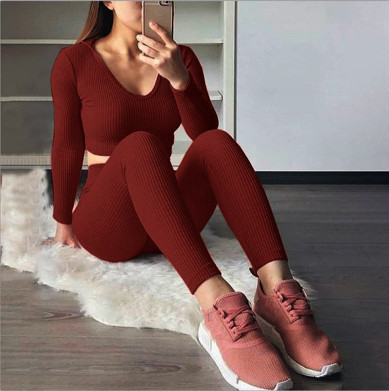 Dame Sports Crop-Top og Leggings Sæt Stilla