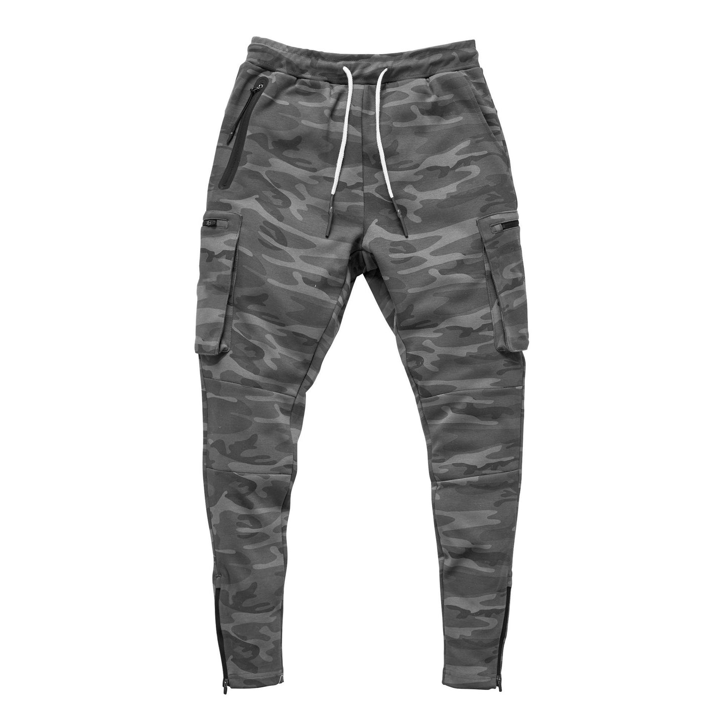 Herrer Multifunktionel Slim-Fit Joggingbukser med sidelommer med lynlås og elastisk talje Stilla