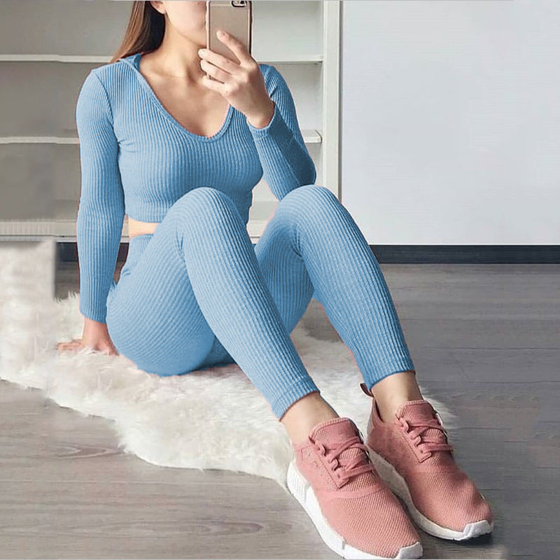Dame Sports Crop-Top og Leggings Sæt Stilla