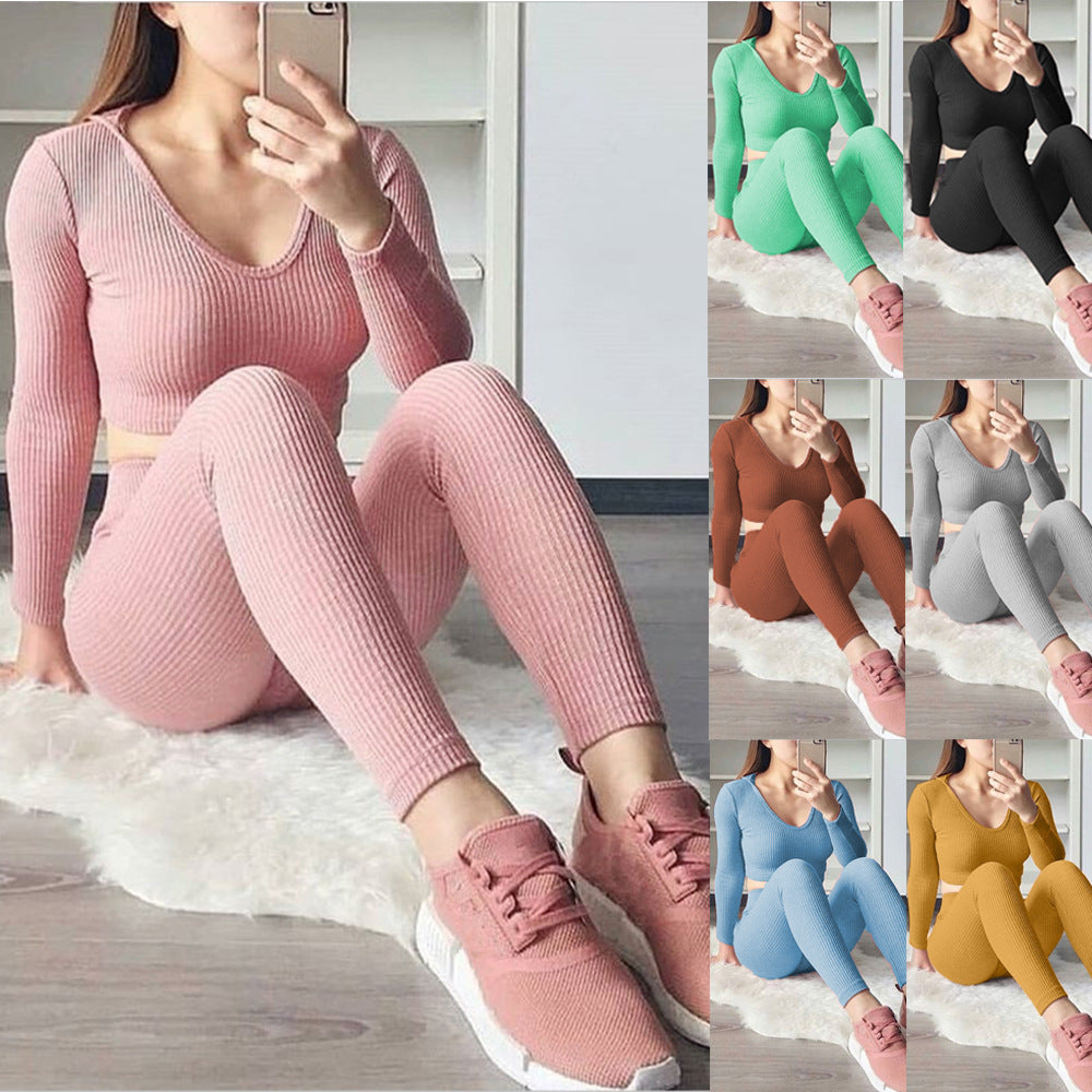 Dame Sports Crop-Top og Leggings Sæt Stilla