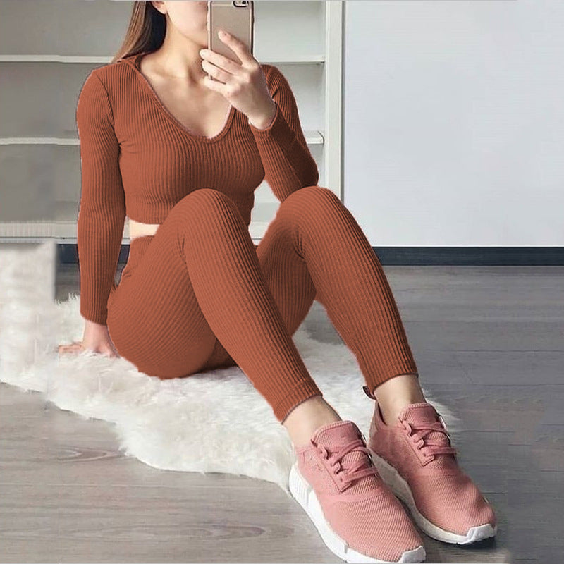 Dame Sports Crop-Top og Leggings Sæt Stilla