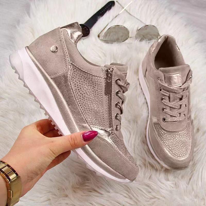 Dame Sporty Sneakers med åndbart netoverflade og modige lynlås-detaljer Stilla