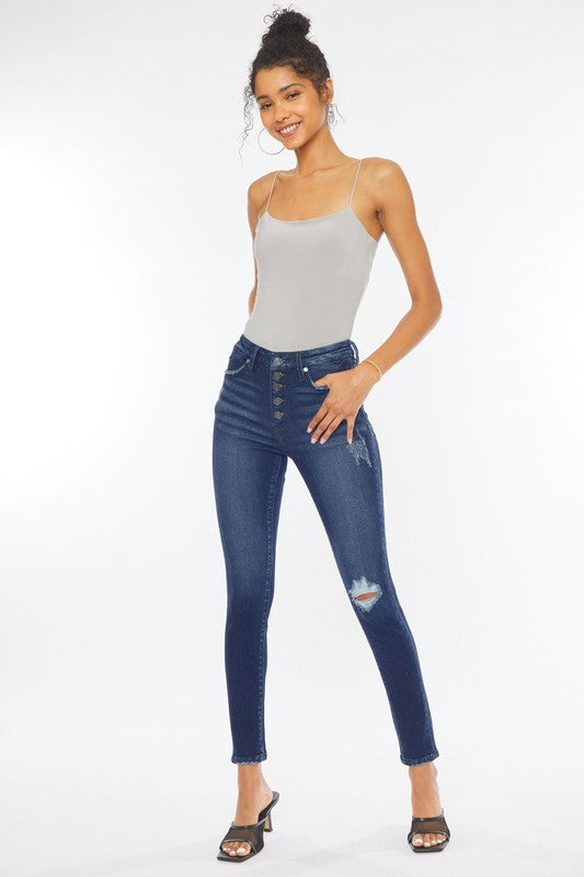 Stilla | Rise Piecing Detail Super Skinny Jeans