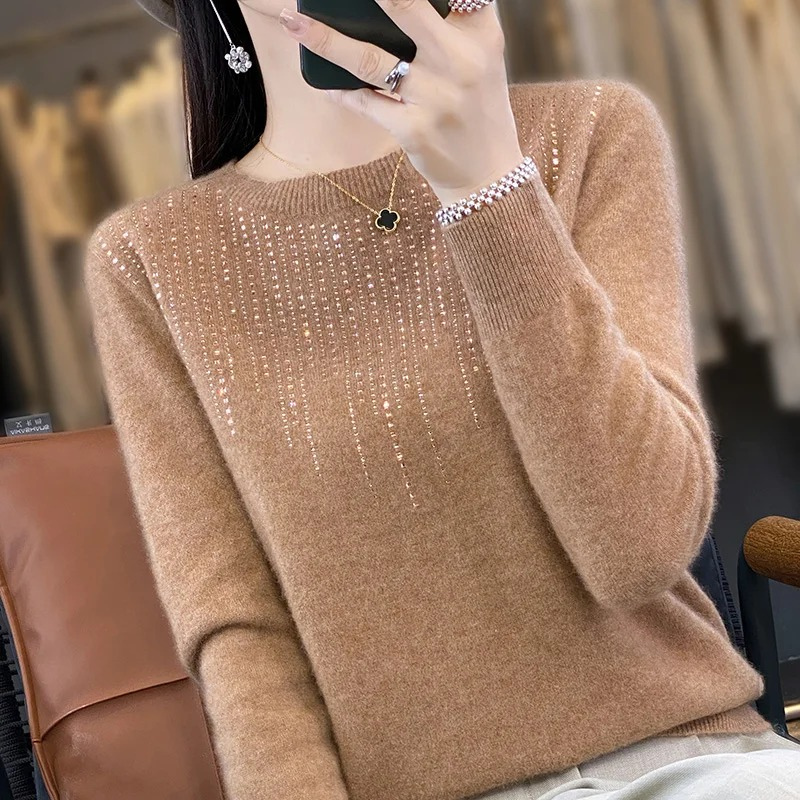 Stilla | Dame sweater i strik med glitrende detaljer