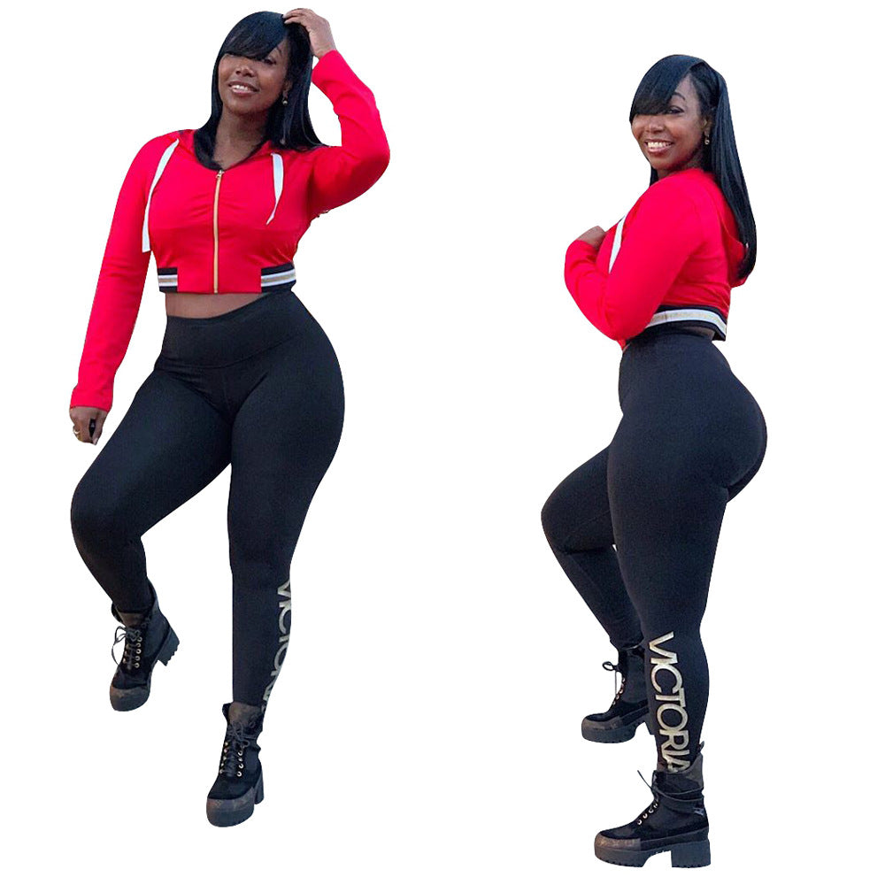 Dame Sports Crop-Top og Højtaljede Leggings-Sæt med Logo Stilla