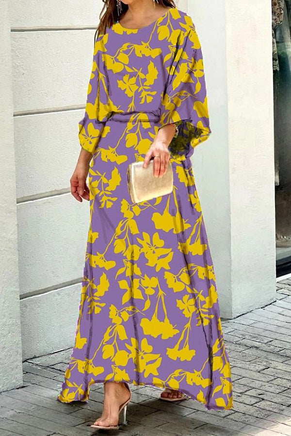 Stilla | Print Flagermus Bluse Maxi Nederdele Sæt