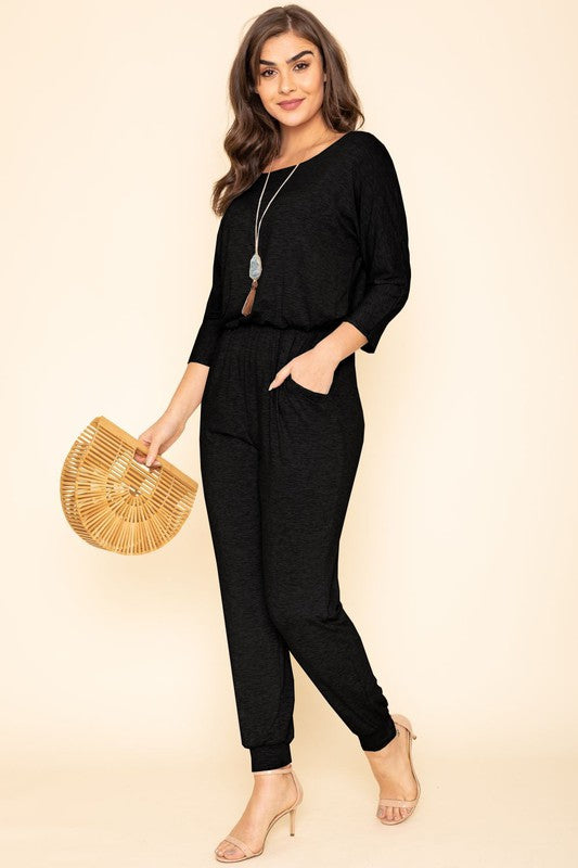 Stilla | Kvartær Ærme Båd Hals Blouson Jumpsuit