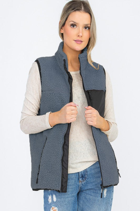 Stilla | Kvinders Sherpa Fleece Vest Top Jakke