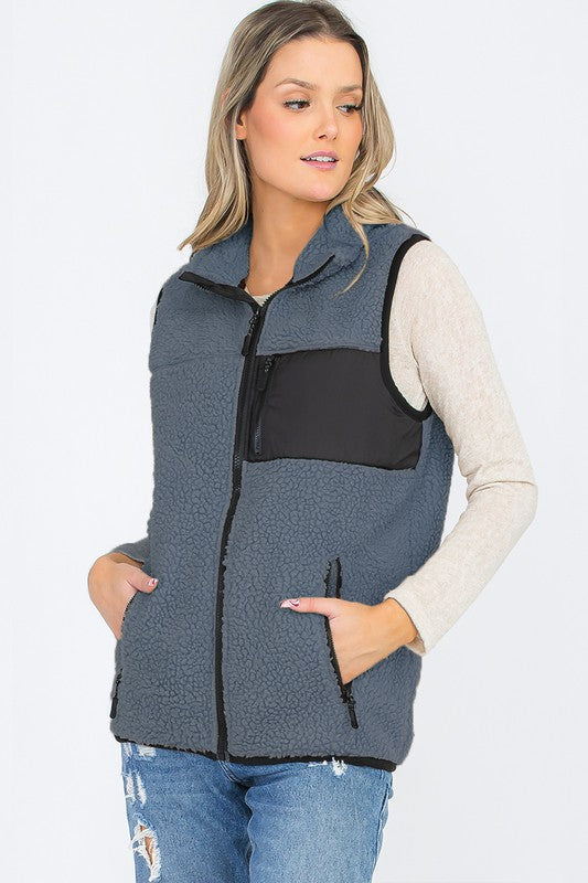 Stilla | Kvinders Sherpa Fleece Vest Top Jakke
