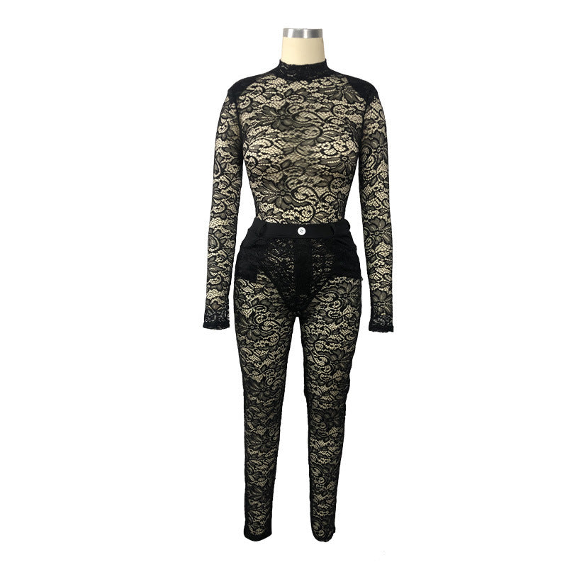 Dame spidse jumpsuit med fast taljebælte og elegante detaljer Stilla