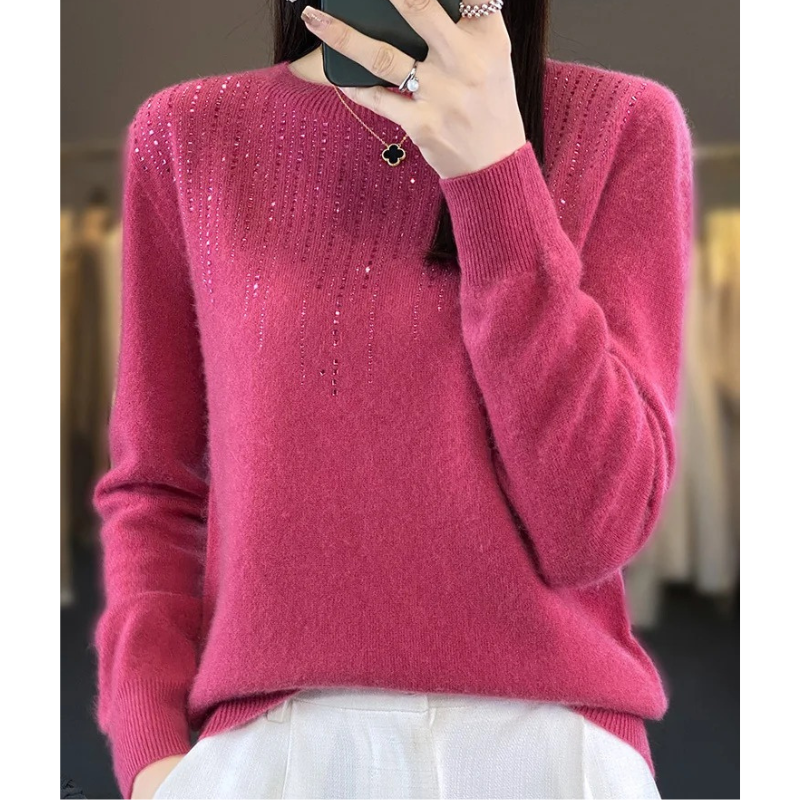 Stilla | Dame sweater i strik med glitrende detaljer