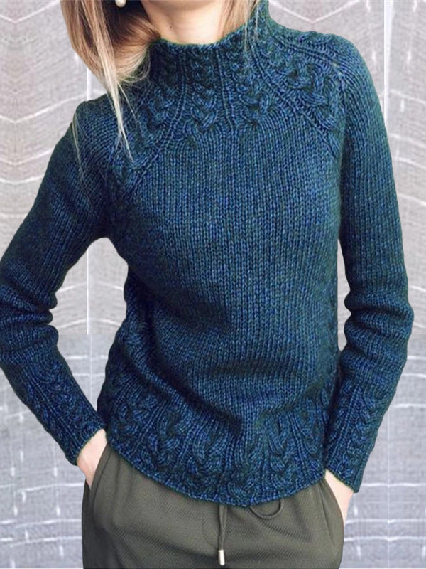 Stilla | Kvinders Trøjes Solid Turtleneck Linned Mønster Striktrøje