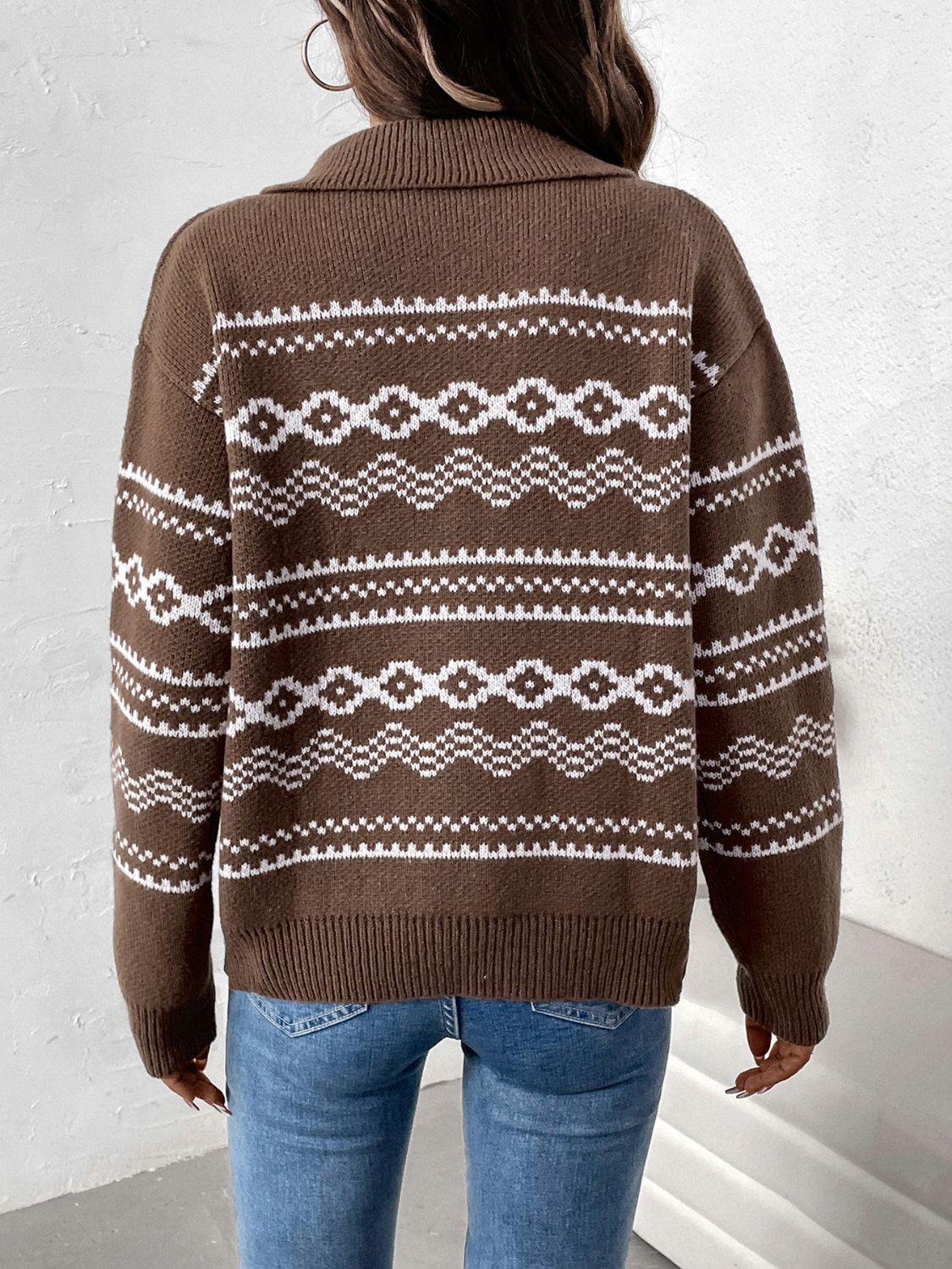 Stilla | Geometrisk Lynlås Krave Langærmet Cardigan