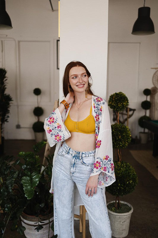 Stilla | Anemone Garland Broderet Kimono