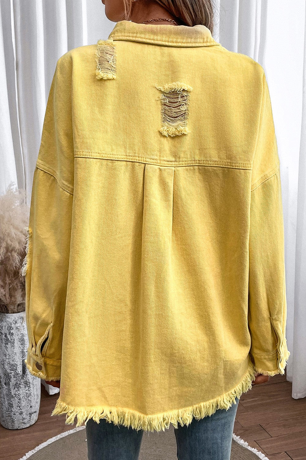 Stilla | Knapperup Rå Kant Denimjakke