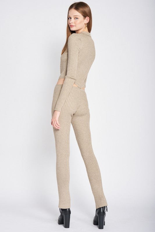 Stilla | Ærme Knaprys Jumpsuit Med Sideudskæringer