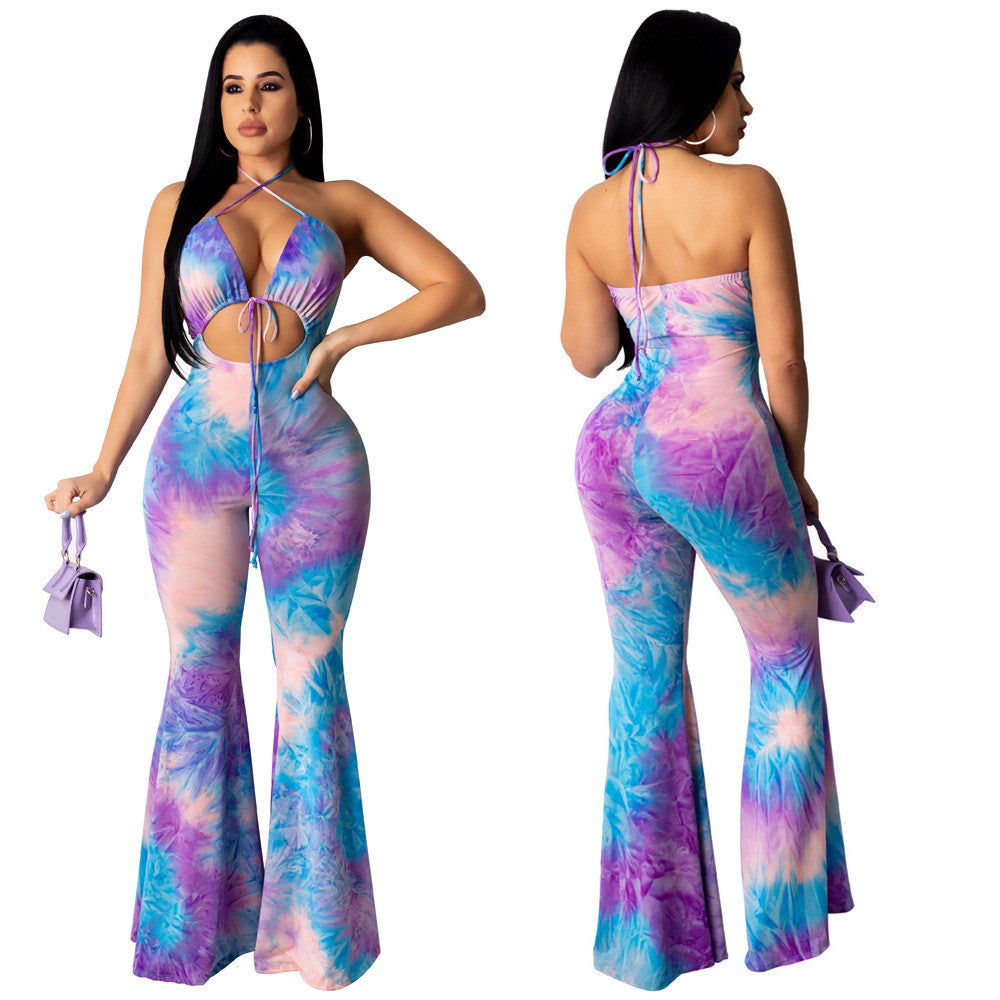 Dame Elegant Jumpsuit med dyb V-udskæring og Cut-Out-detaljer Stilla
