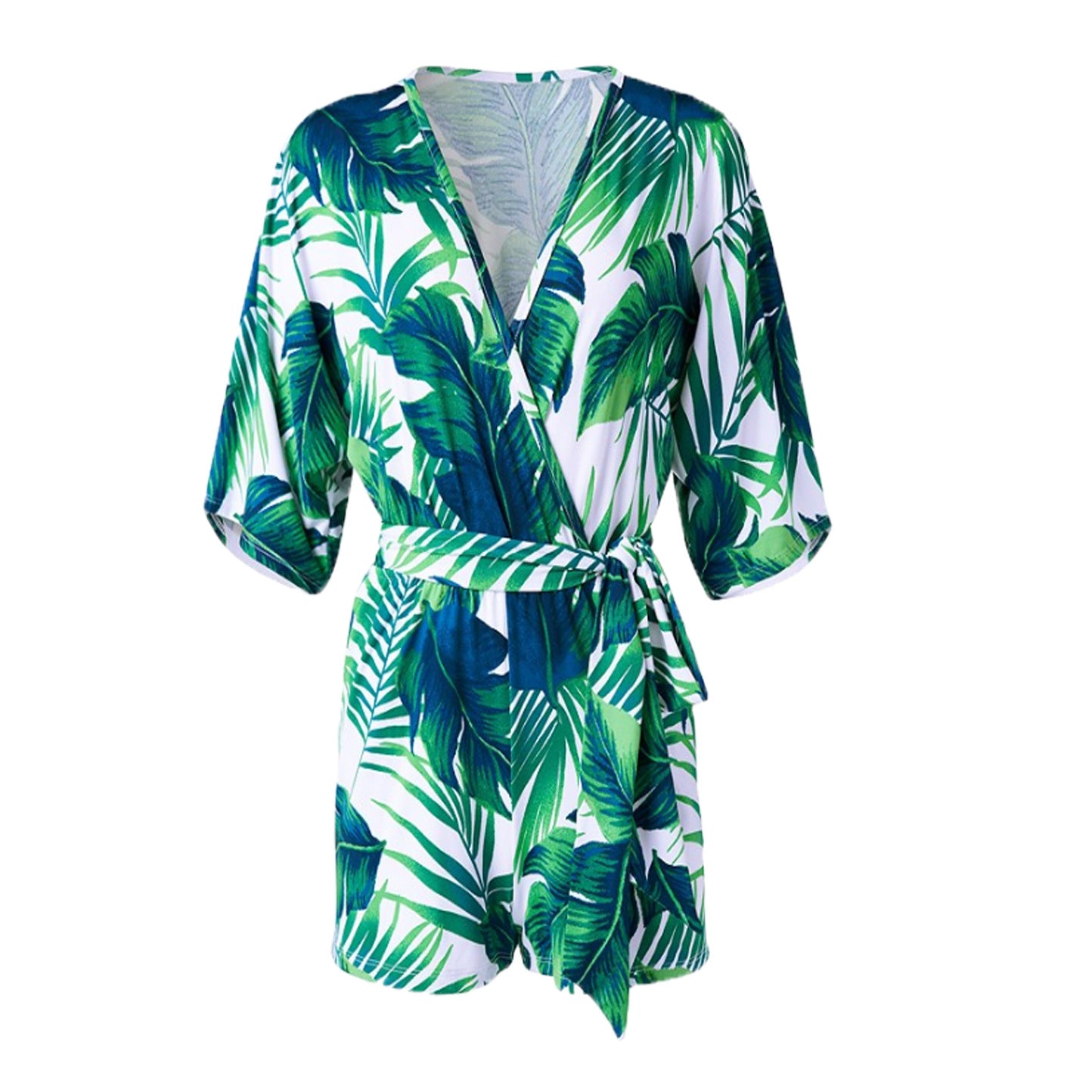 Dame Tropisk Tryk Kort Jumpsuit Stilla