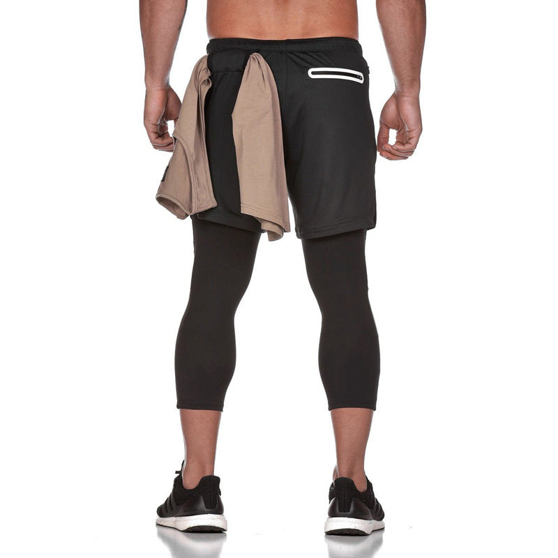Herre træningsshorts med integrerede leggings og elastisk talje Stilla