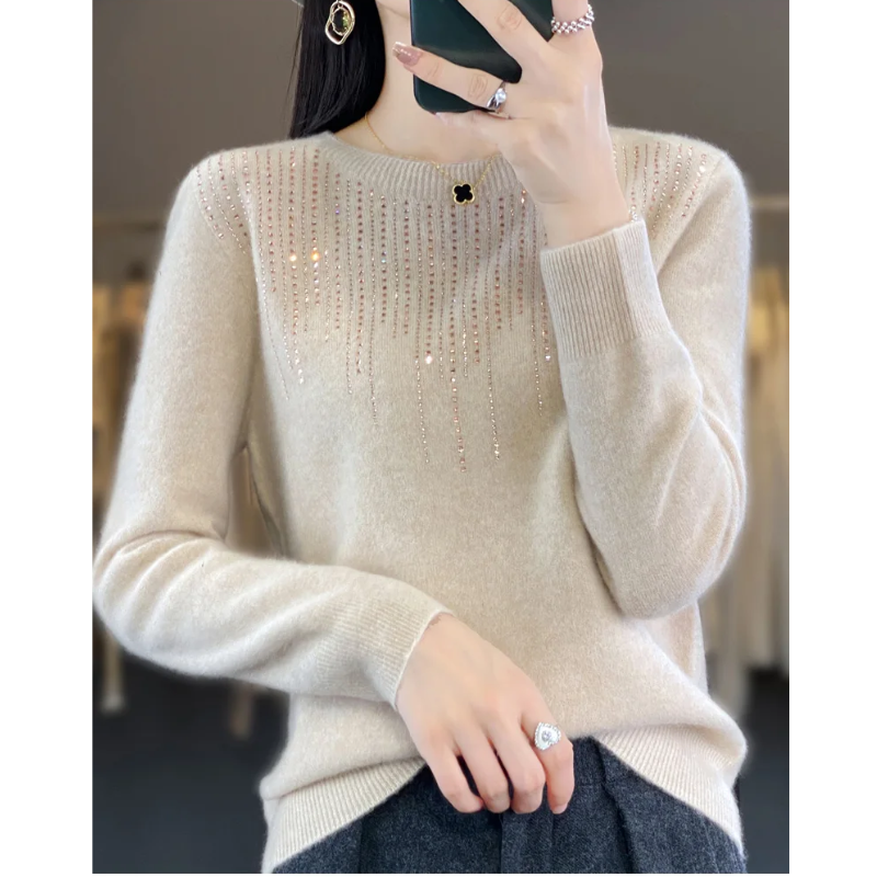 Stilla | Dame sweater i strik med glitrende detaljer