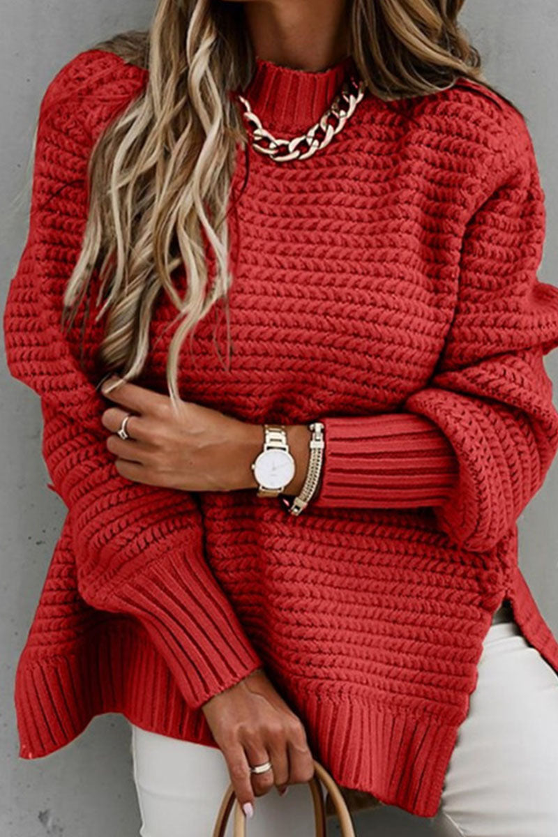 Stilla | Fashion Street Pullover Med Rund halsudskæring Ensfarvet Med Slids