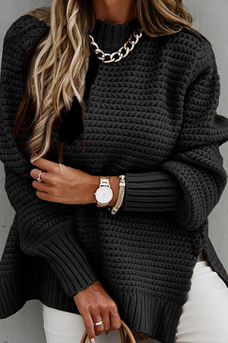 Stilla | Fashion Street Pullover Med Rund halsudskæring Ensfarvet Med Slids