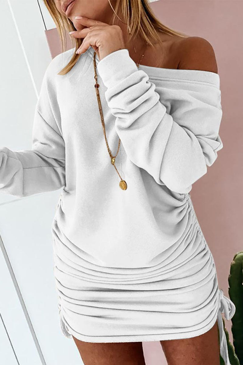Stilla | Gade Solid Patchwork Frenulum O-hals Blyant Nederdel Kjoler