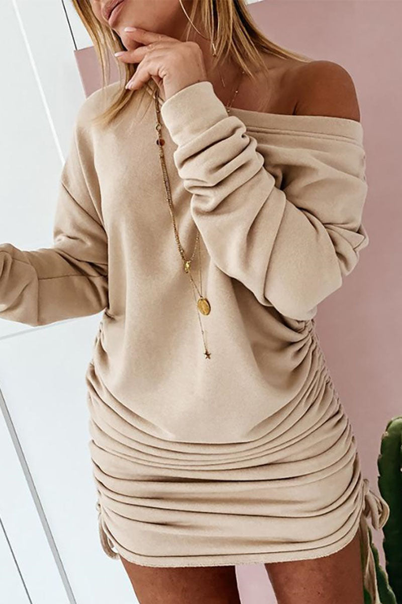 Stilla | Gade Solid Patchwork Frenulum O-hals Blyant Nederdel Kjoler