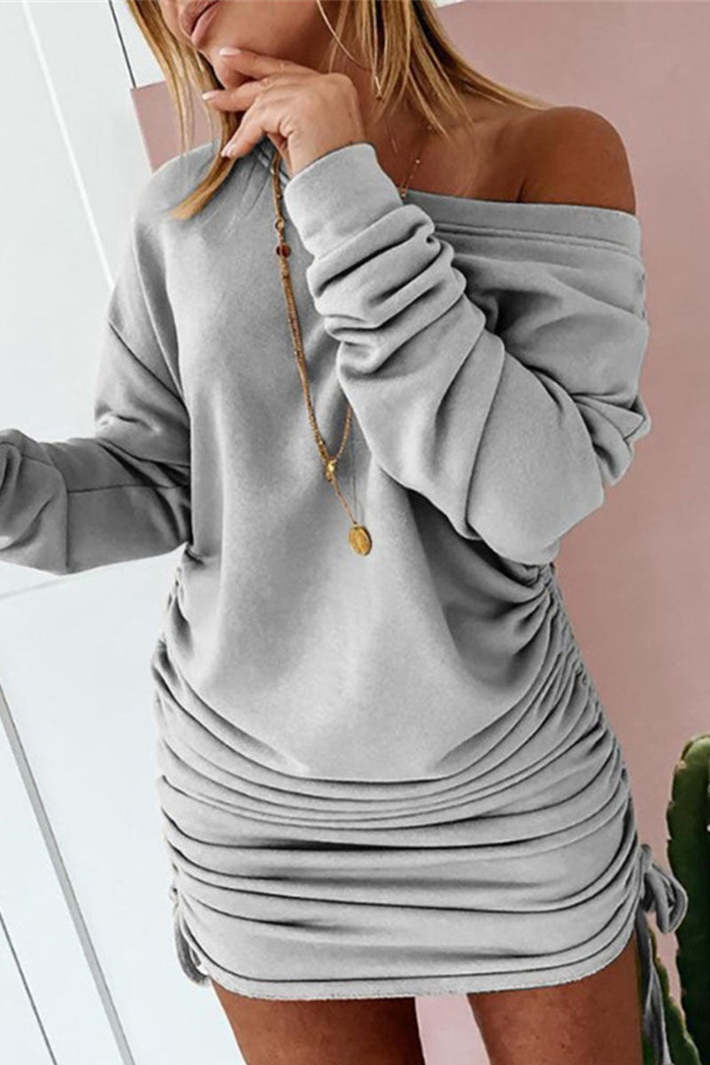 Stilla | Gade Solid Patchwork Frenulum O-hals Blyant Nederdel Kjoler