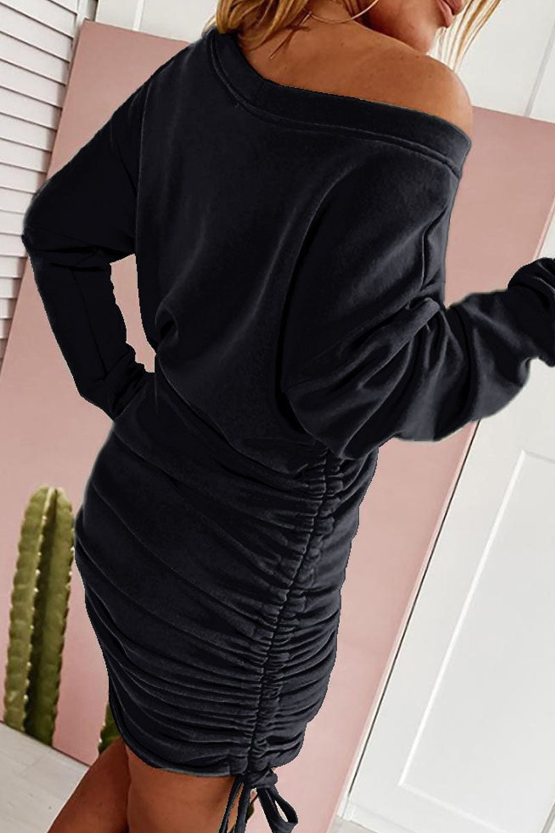 Stilla | Gade Solid Patchwork Frenulum O-hals Blyant Nederdel Kjoler