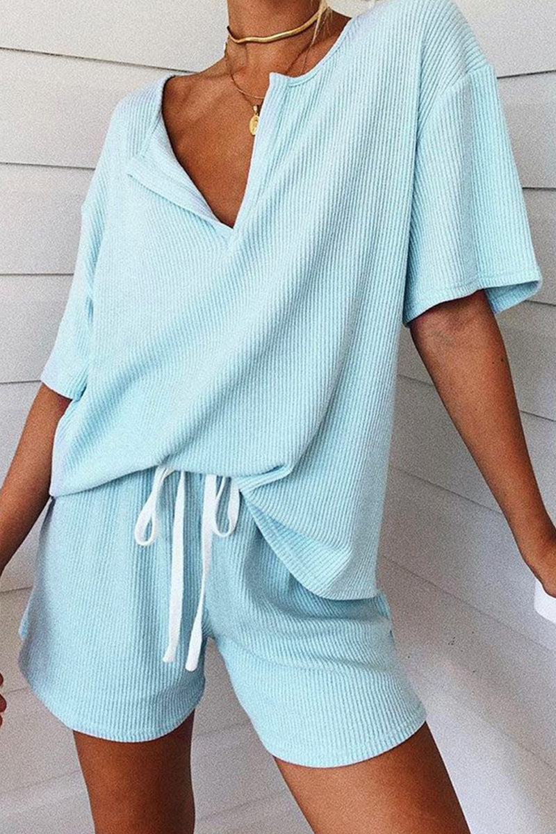 Stilla | Fashion Living Solid Frenulum V-hals Korte Ærmer to Dele