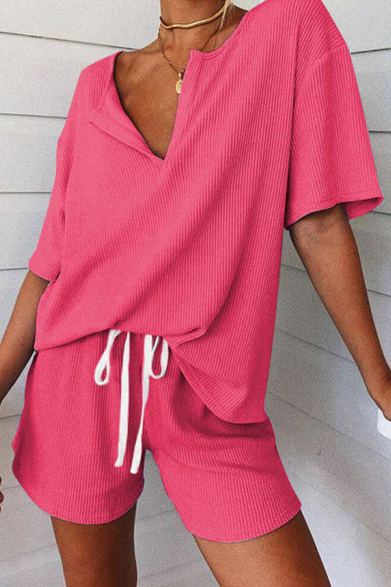 Stilla | Fashion Living Solid Frenulum V-hals Korte Ærmer to Dele