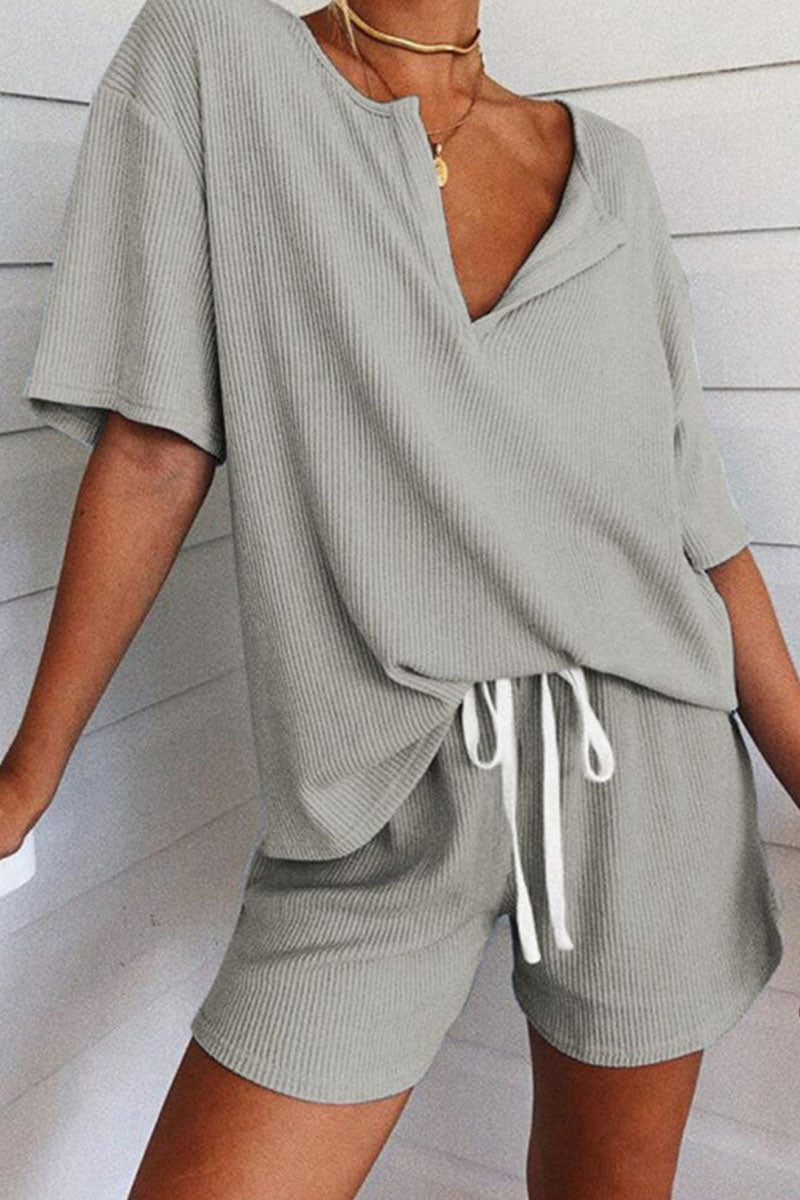 Stilla | Fashion Living Solid Frenulum V-hals Korte Ærmer to Dele