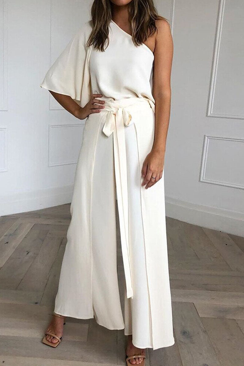Stilla | Mode Street Solid Patchwork One Shoulder Kortærmet to Stykker
