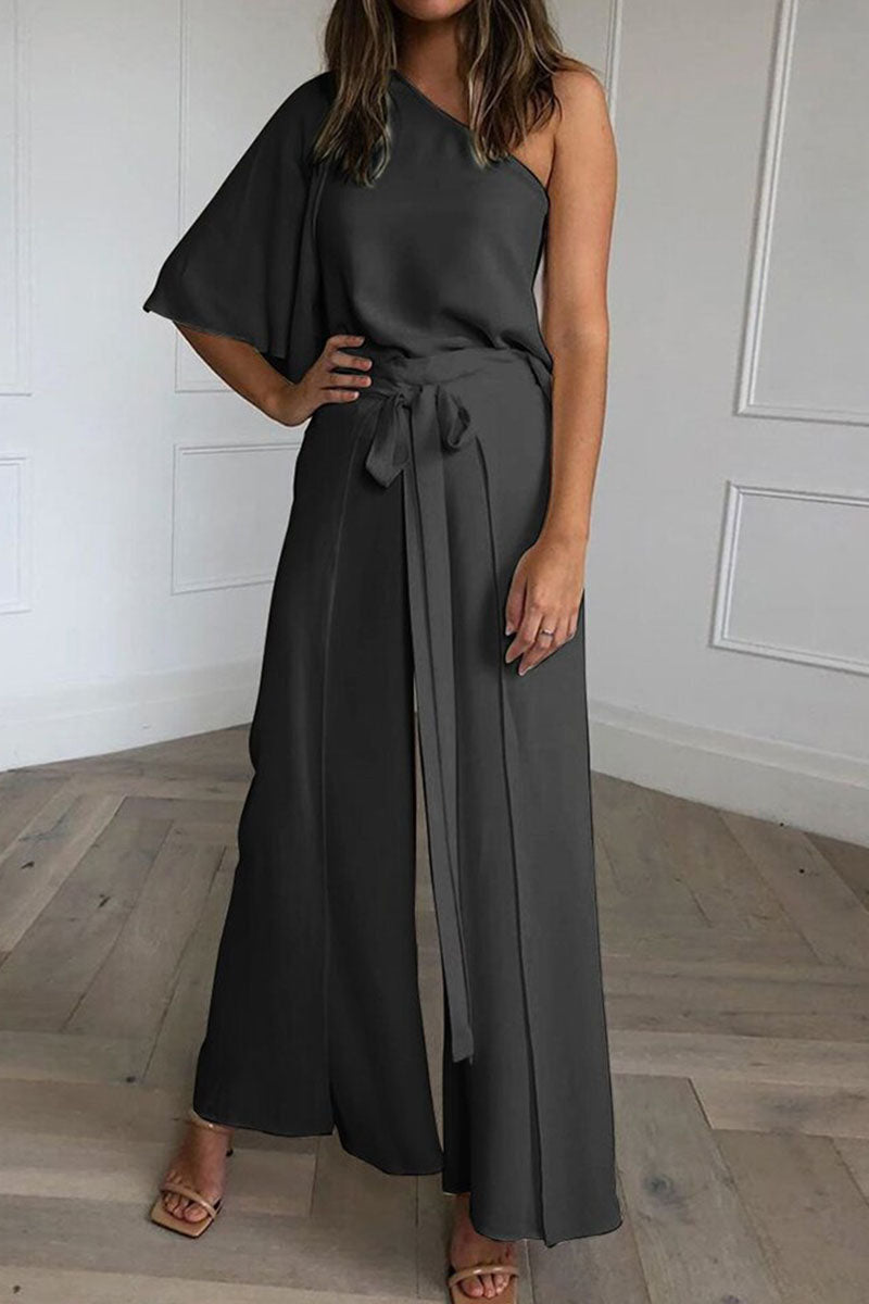 Stilla | Mode Street Solid Patchwork One Shoulder Kortærmet to Stykker