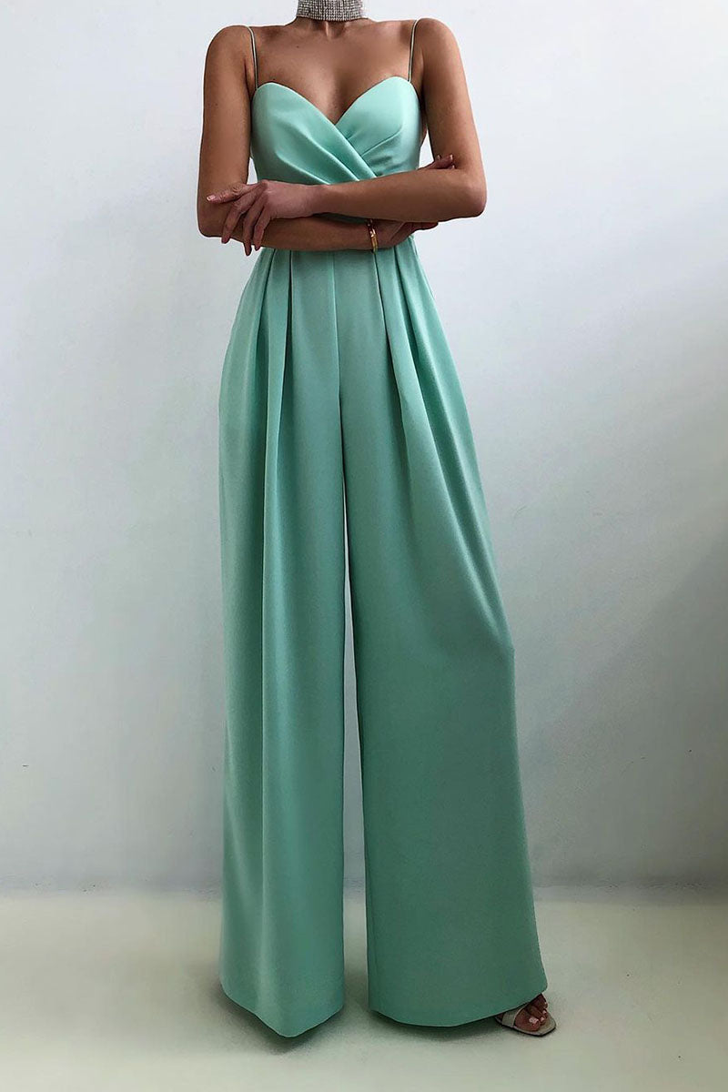 Stilla | Mode Afslappet Solid Patchwork V-hals Løse Jumpsuits