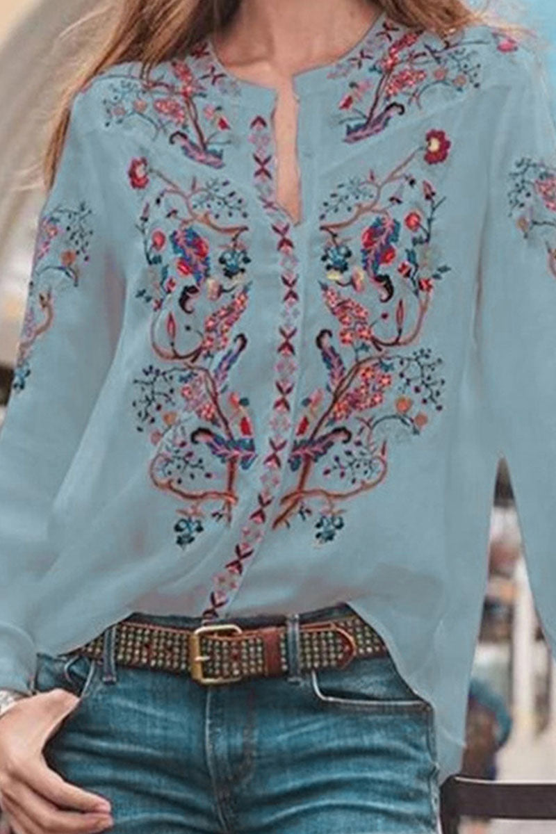 Stilla | Bluser Med Ståkrave Patchwork Tryk Gade Mode