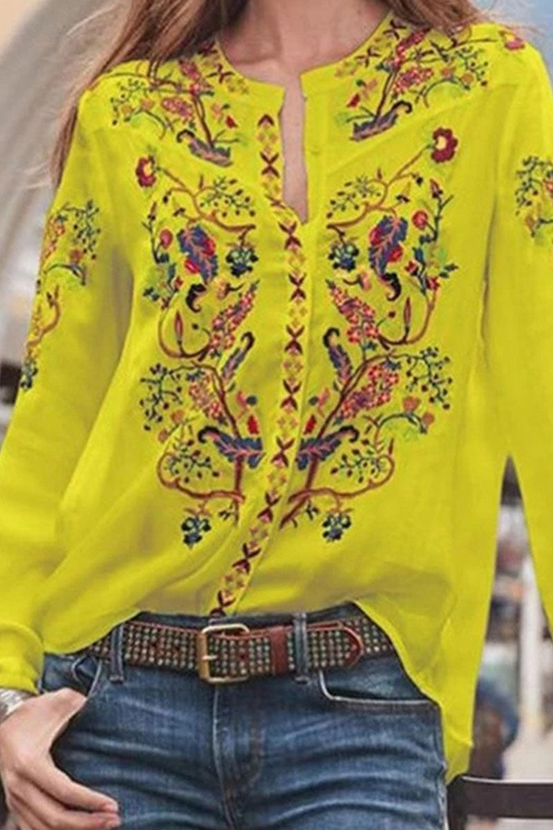 Stilla | Bluser Med Ståkrave Patchwork Tryk Gade Mode