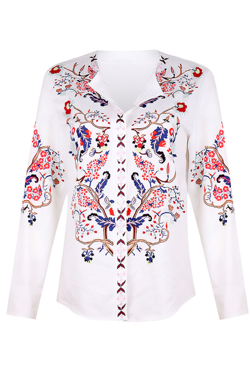 Stilla | Bluser Med Ståkrave Patchwork Tryk Gade Mode