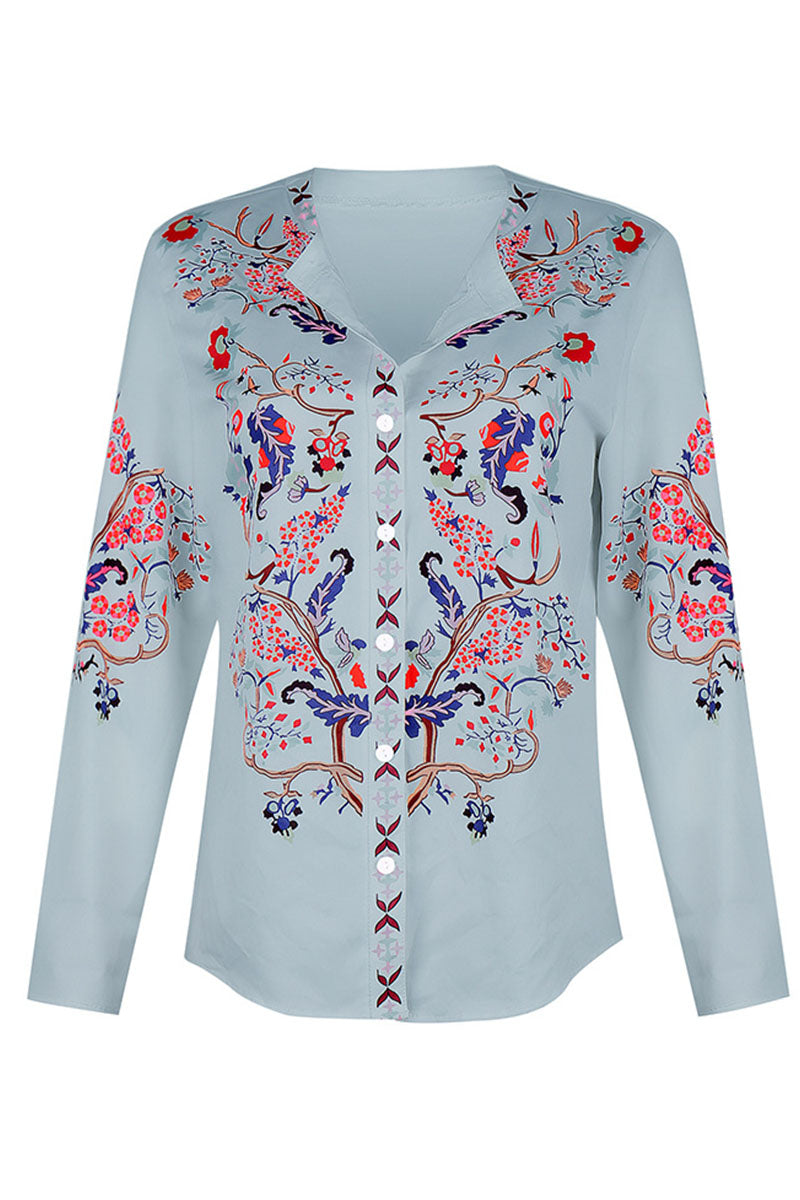 Stilla | Bluser Med Ståkrave Patchwork Tryk Gade Mode