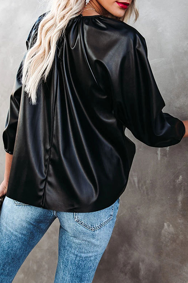 Stilla | Mode Afslappet Solid Split Joint Fold O-hals T-shirts