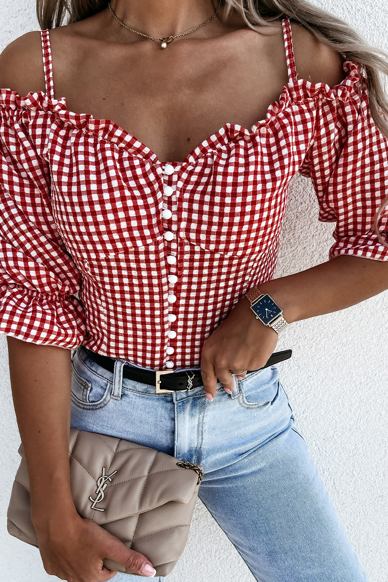 Stilla | Afslappet Plaid Spaghetti Strop Bluser